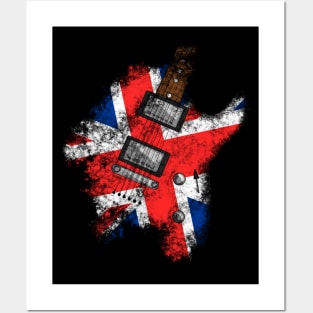 Electric Guitar UK Flag Guitarist Brit Rock Posters and Art